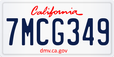 CA license plate 7MCG349
