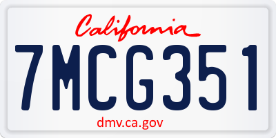 CA license plate 7MCG351