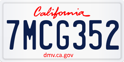 CA license plate 7MCG352