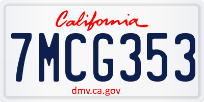 CA license plate 7MCG353