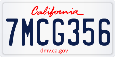 CA license plate 7MCG356