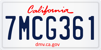 CA license plate 7MCG361