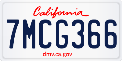 CA license plate 7MCG366
