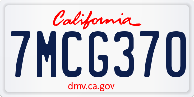 CA license plate 7MCG370
