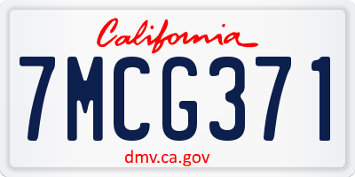 CA license plate 7MCG371