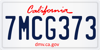 CA license plate 7MCG373