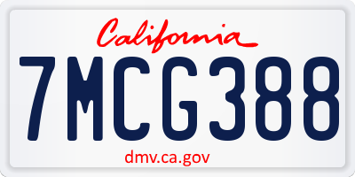 CA license plate 7MCG388