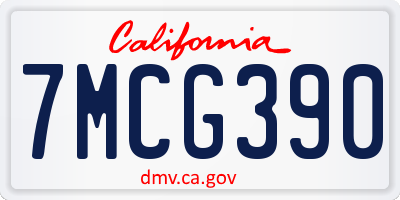 CA license plate 7MCG390