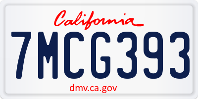 CA license plate 7MCG393