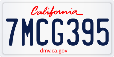 CA license plate 7MCG395