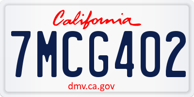 CA license plate 7MCG402