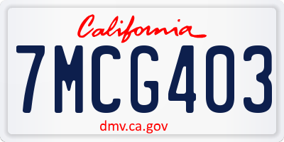 CA license plate 7MCG403