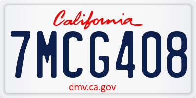 CA license plate 7MCG408