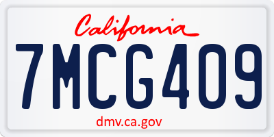 CA license plate 7MCG409