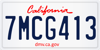 CA license plate 7MCG413