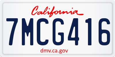 CA license plate 7MCG416