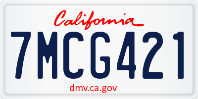CA license plate 7MCG421