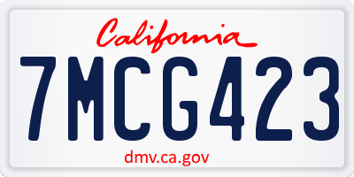 CA license plate 7MCG423