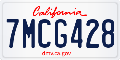 CA license plate 7MCG428