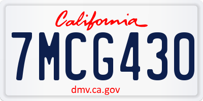 CA license plate 7MCG430