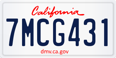 CA license plate 7MCG431