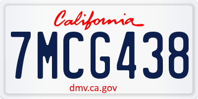 CA license plate 7MCG438