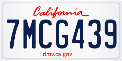 CA license plate 7MCG439