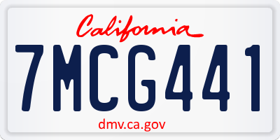 CA license plate 7MCG441