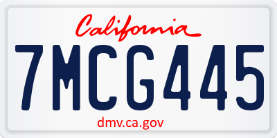 CA license plate 7MCG445