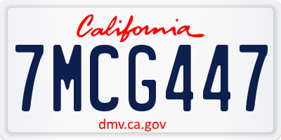 CA license plate 7MCG447