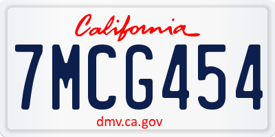 CA license plate 7MCG454