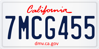 CA license plate 7MCG455