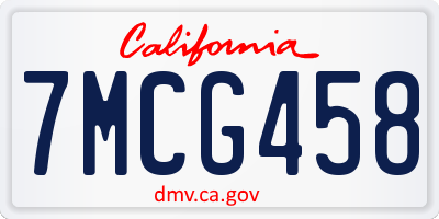 CA license plate 7MCG458