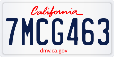 CA license plate 7MCG463