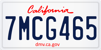 CA license plate 7MCG465