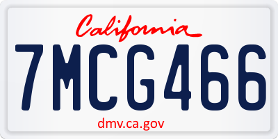 CA license plate 7MCG466