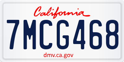 CA license plate 7MCG468