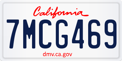 CA license plate 7MCG469