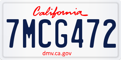 CA license plate 7MCG472