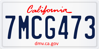 CA license plate 7MCG473