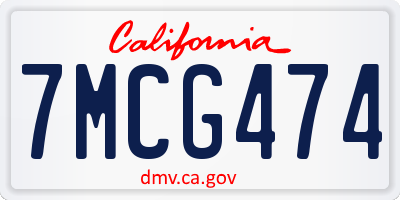 CA license plate 7MCG474