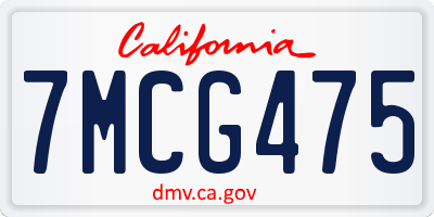 CA license plate 7MCG475