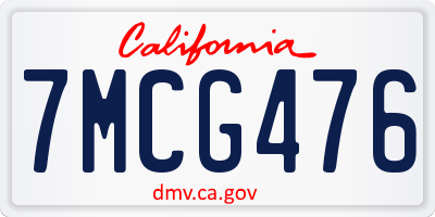 CA license plate 7MCG476