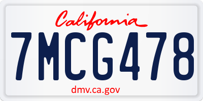 CA license plate 7MCG478
