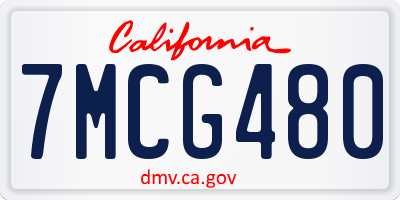 CA license plate 7MCG480