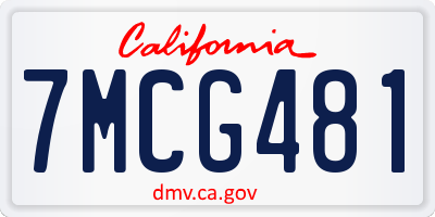 CA license plate 7MCG481
