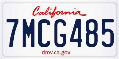 CA license plate 7MCG485
