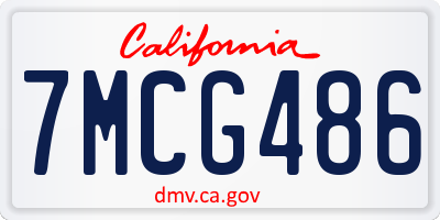 CA license plate 7MCG486