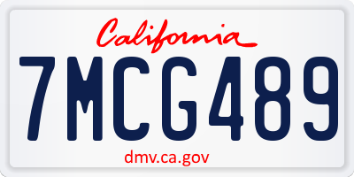 CA license plate 7MCG489