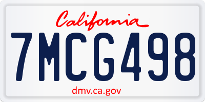 CA license plate 7MCG498